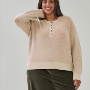 Joe Fresh Women's Cream Button-Up Sweater